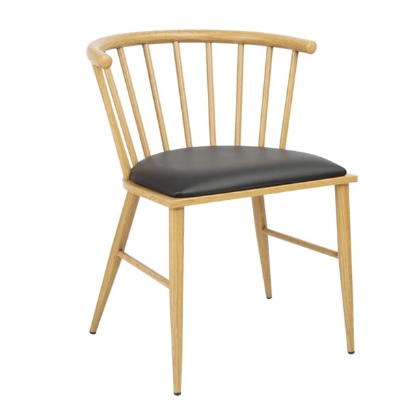 Bolero Harrowdene Padded Metal Side Chairs Wood Effect (2 Pack) FU528