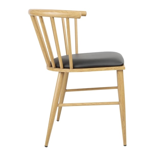Bolero Harrowdene Padded Metal Side Chairs Wood Effect (2 Pack) FU528