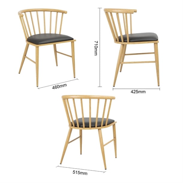 Bolero Harrowdene Padded Metal Side Chairs Wood Effect (2 Pack) FU528