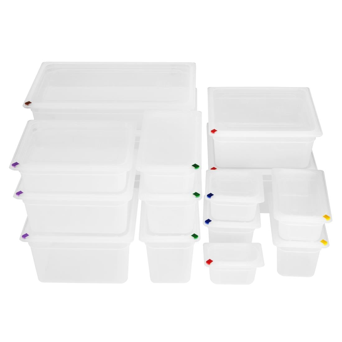 Hygiplas Click PP 1/1 GN Container with Lid & 7 Colour Clips 200mm 25.6Ltr (2 Pack) FZ088