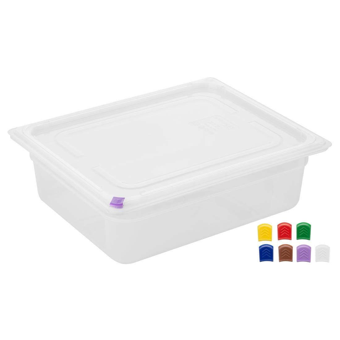Hygiplas Click PP 1/2 GN Container with Lid & 7 Colour Clips 100mm 5.9 Ltr (4 Pack) FZ089