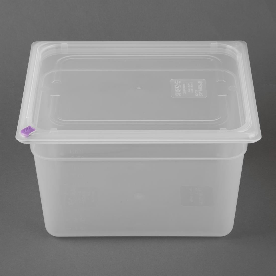 Hygiplas Click PP 1/2 GN Container with Lid & 7 Colour Clips 200mm 11.7Ltr (4 Pack) FZ091