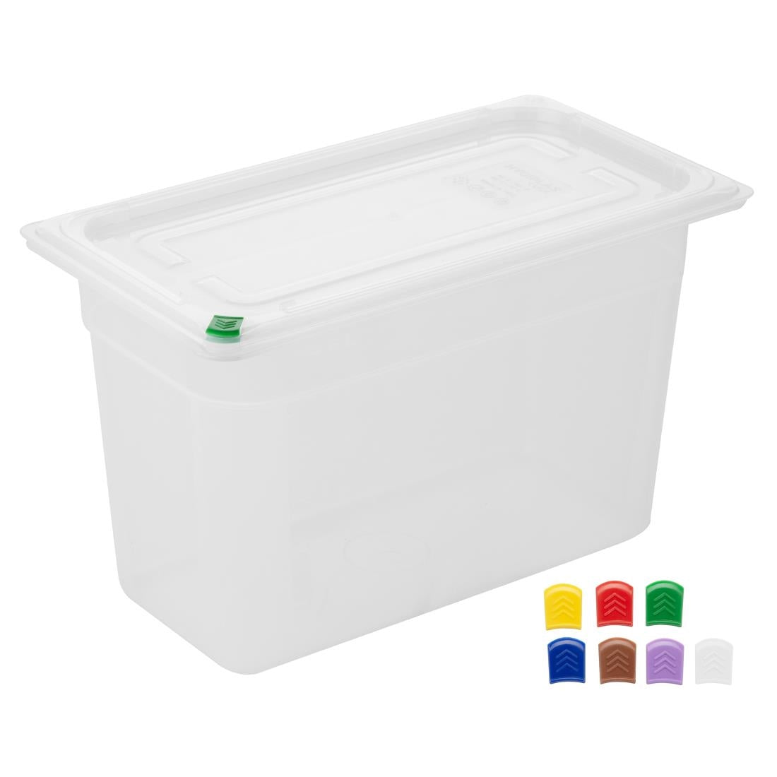 Hygiplas Click PP 1/3 GN Container with Lid & 7 Colour Clips 200mm 6.9Ltr (4 Pack) FZ094