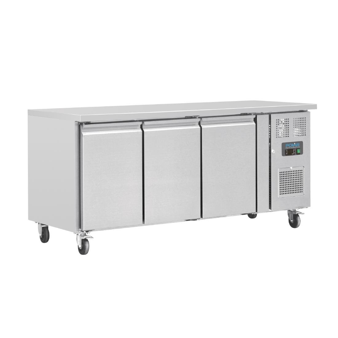 Polar U-Series Triple Door Counter Fridge - 417Ltr UA048-A