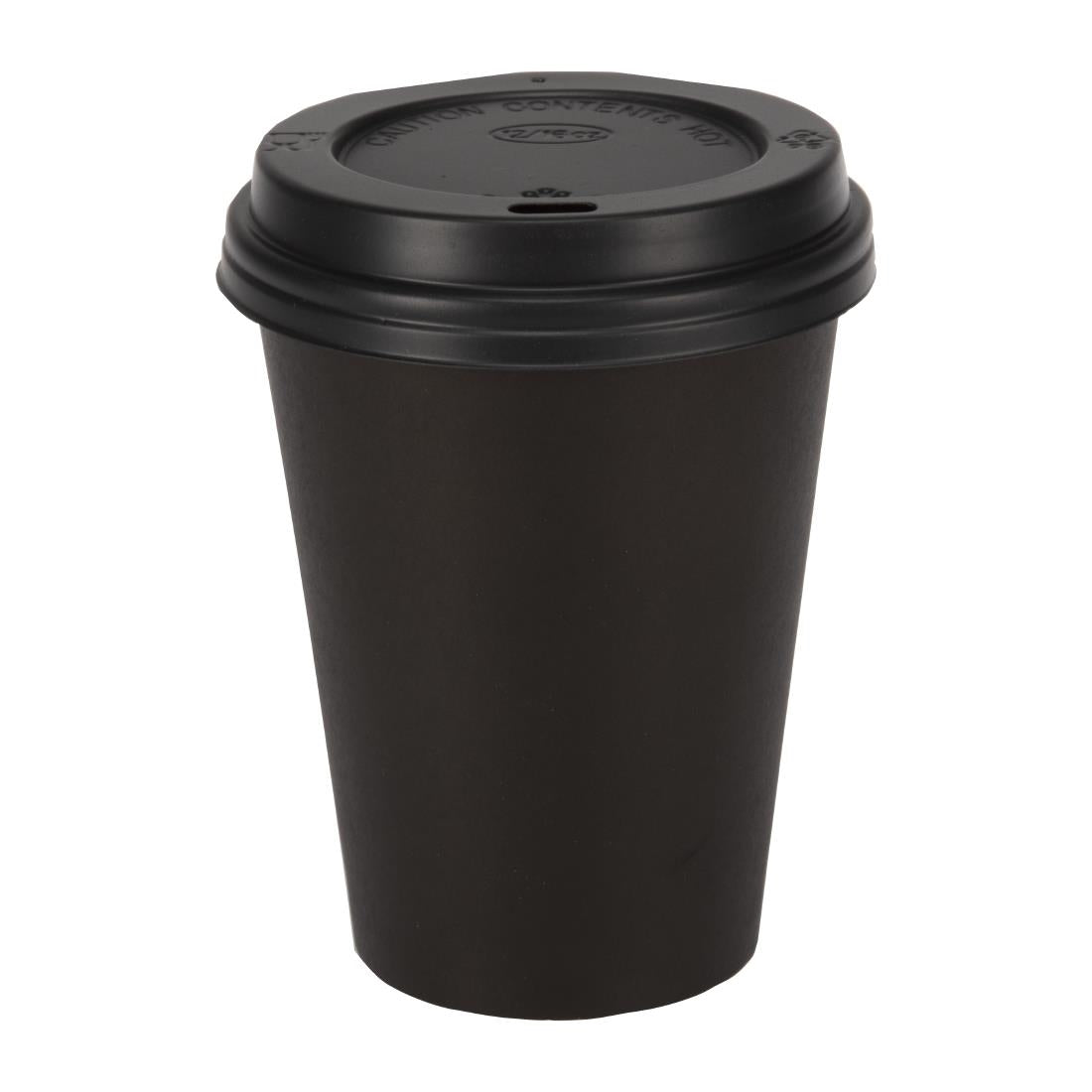 Fiesta Recyclable Takeaway Coffee Cups Single Wall Black 340ml (Pack of 50) GF043