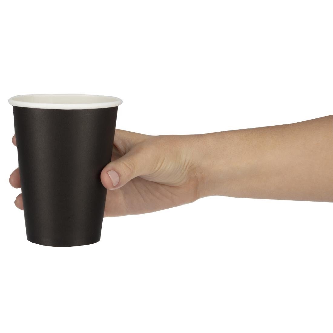 Fiesta Recyclable Takeaway Coffee Cups Single Wall Black 340ml (Pack of 50) GF043