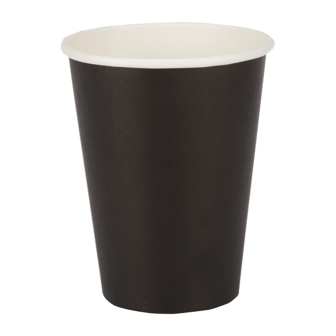 Fiesta Recyclable Takeaway Coffee Cups Single Wall Black 340ml (Pack of 50) GF043