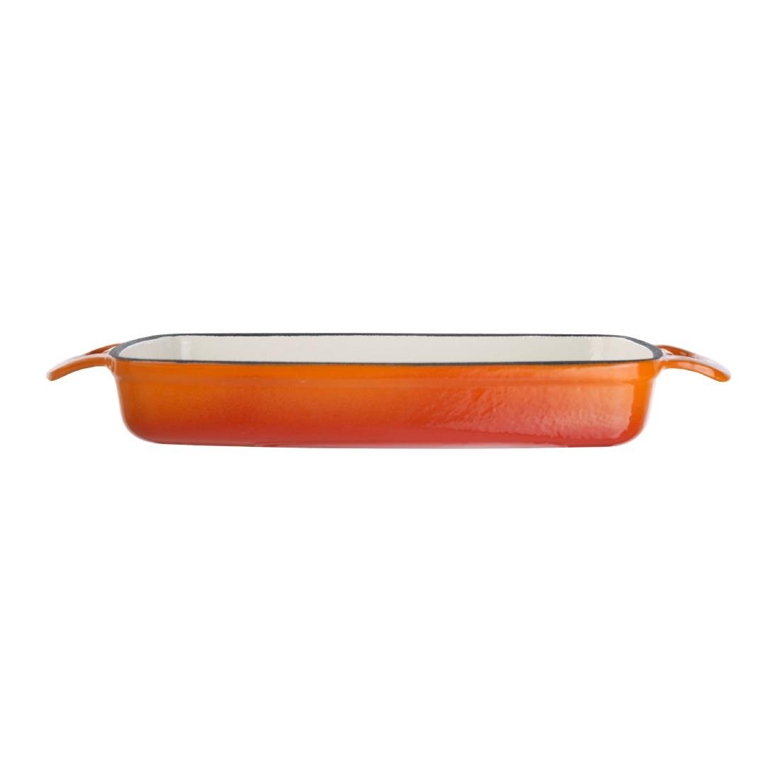 Vogue Orange Rectangular Cast Iron Dish 1.8Ltr GH321
