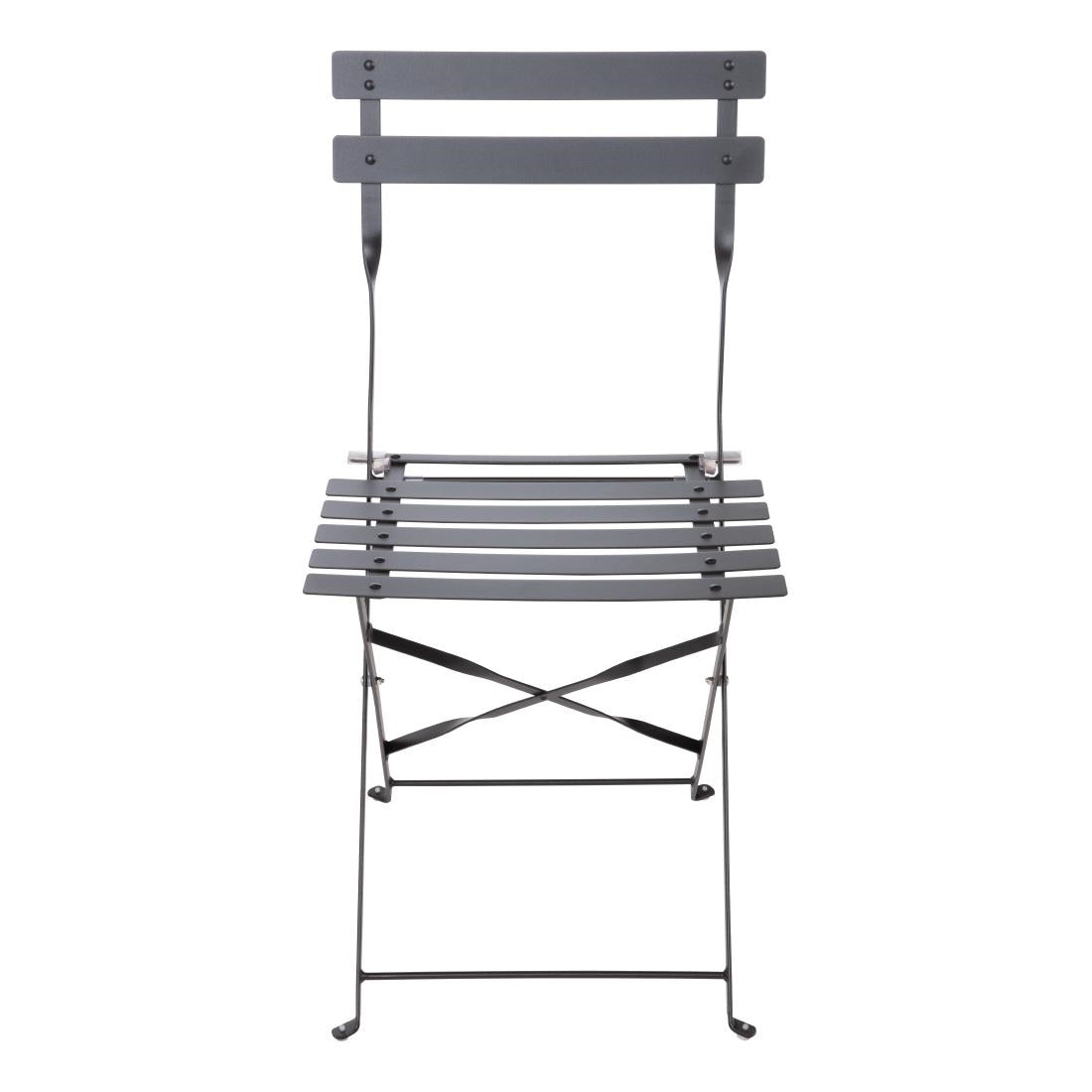 Bolero Black Pavement Style Steel Folding Chairs (Pack of 2) GH553