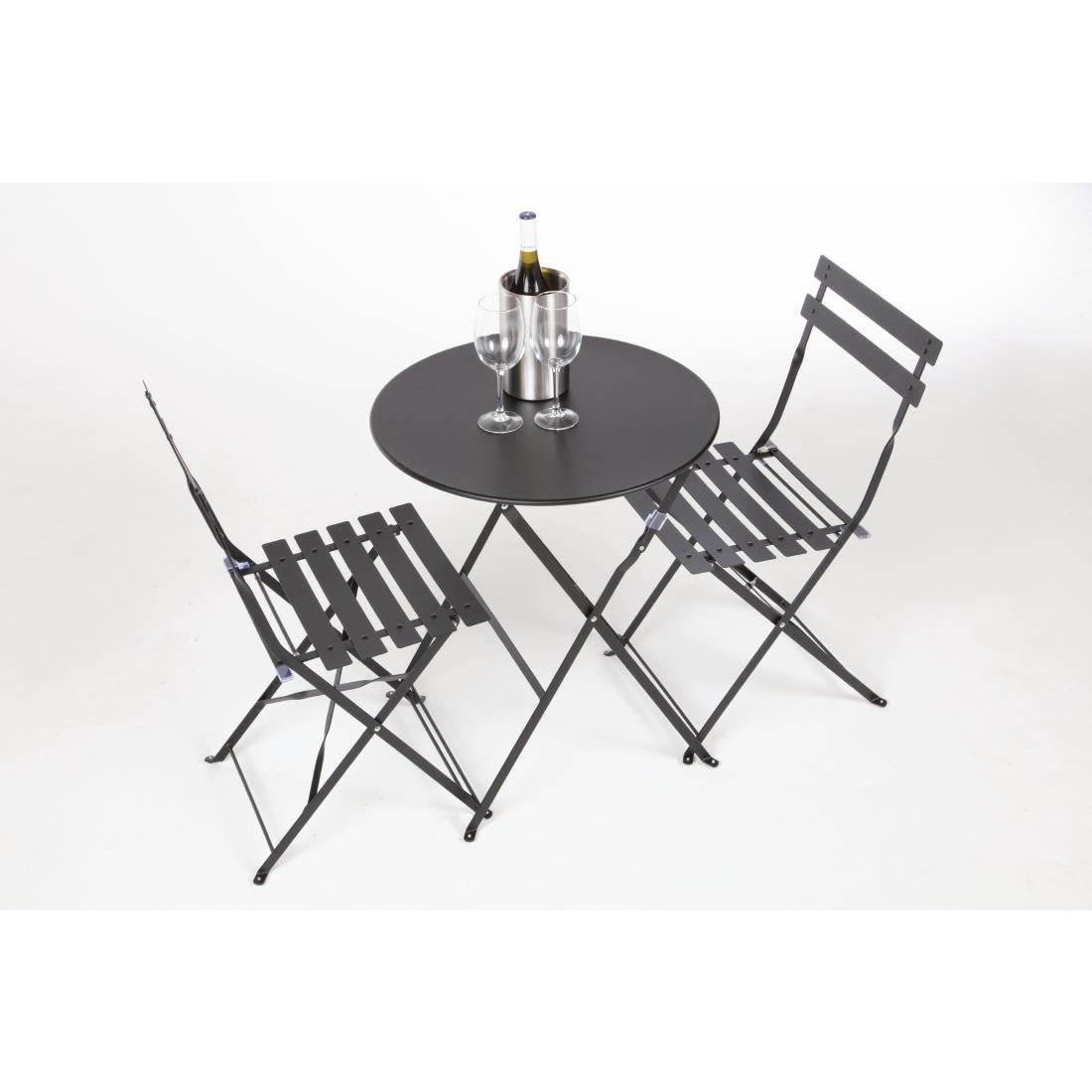 Bolero Black Pavement Style Steel Folding Chairs (Pack of 2) GH553