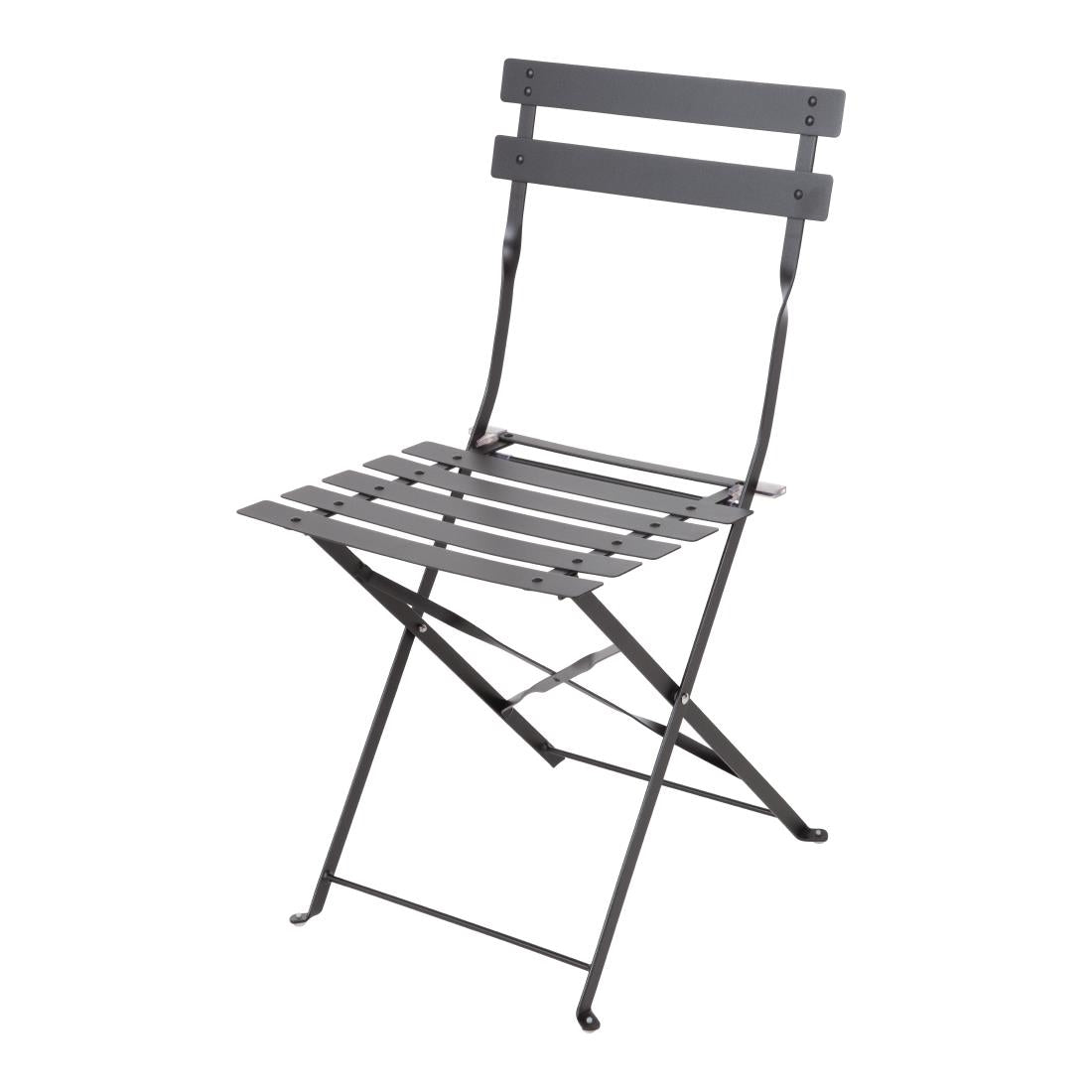 Bolero Black Pavement Style Steel Folding Chairs (Pack of 2) GH553