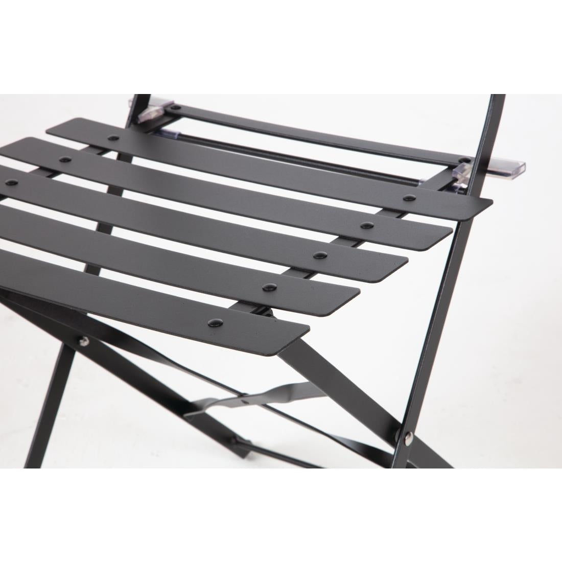 Bolero Black Pavement Style Steel Folding Chairs (Pack of 2) GH553