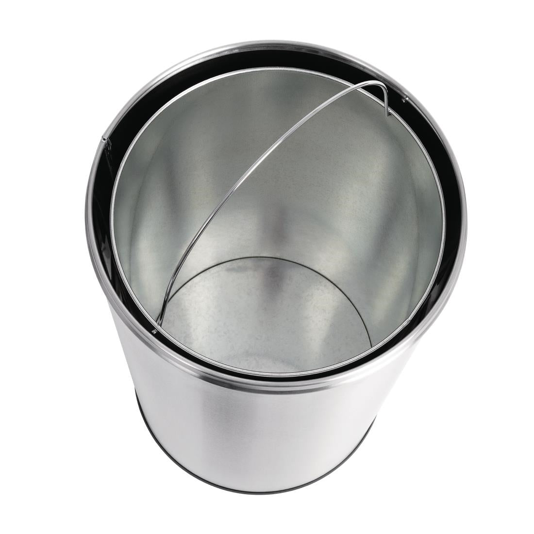 Bolero Stainless Steel Open Lid Bullet Bin Silver 40 Litre GK972