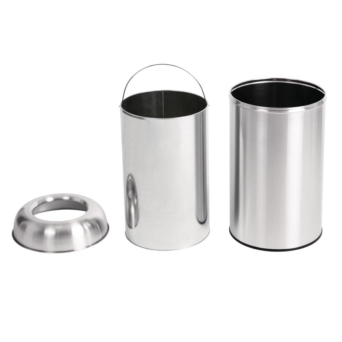 Bolero Stainless Steel Open Lid Bullet Bin Silver 40 Litre GK972