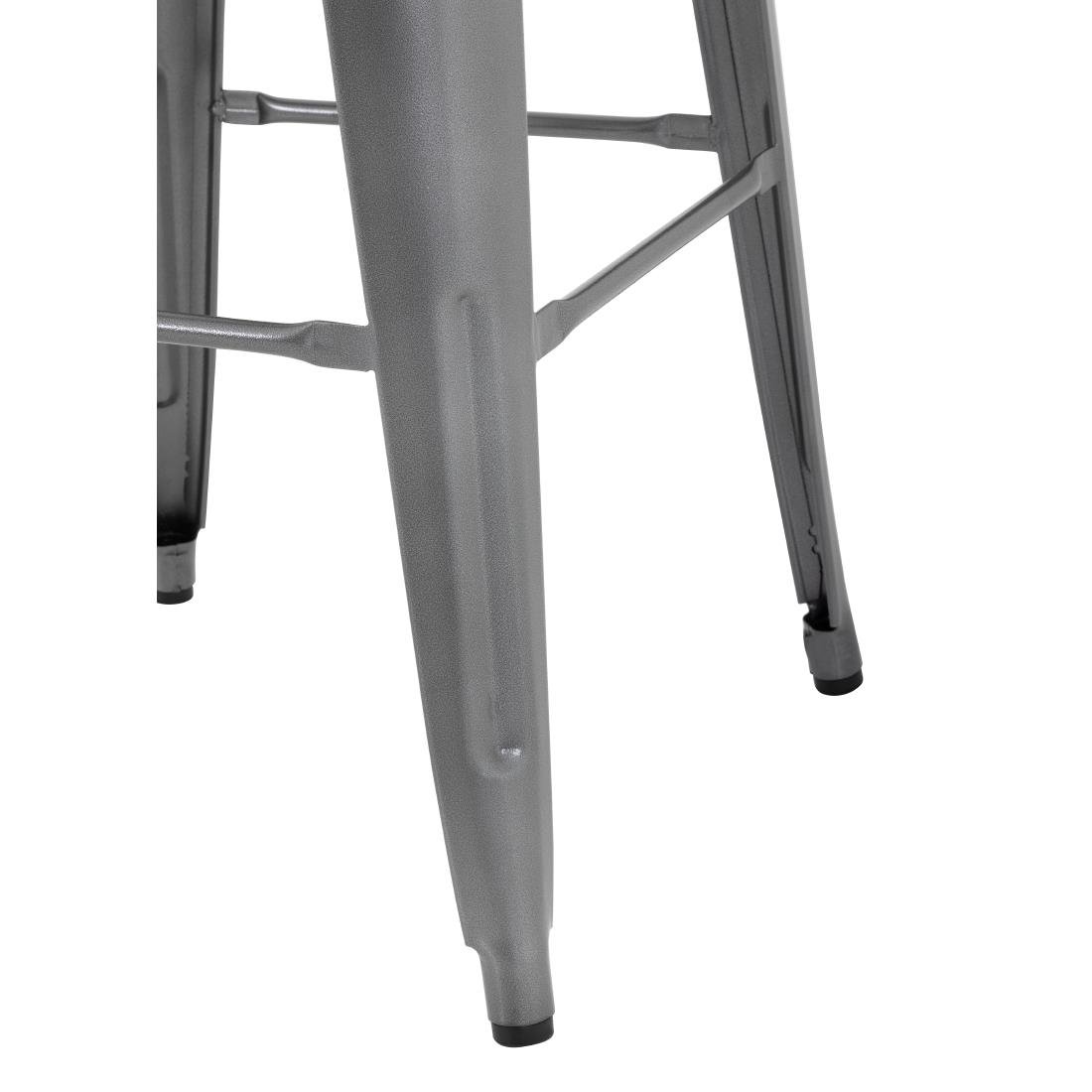 Bolero Bistro Metal High Bar Stool with Wooden Seat Pad Steel (Pack of 4) GM639