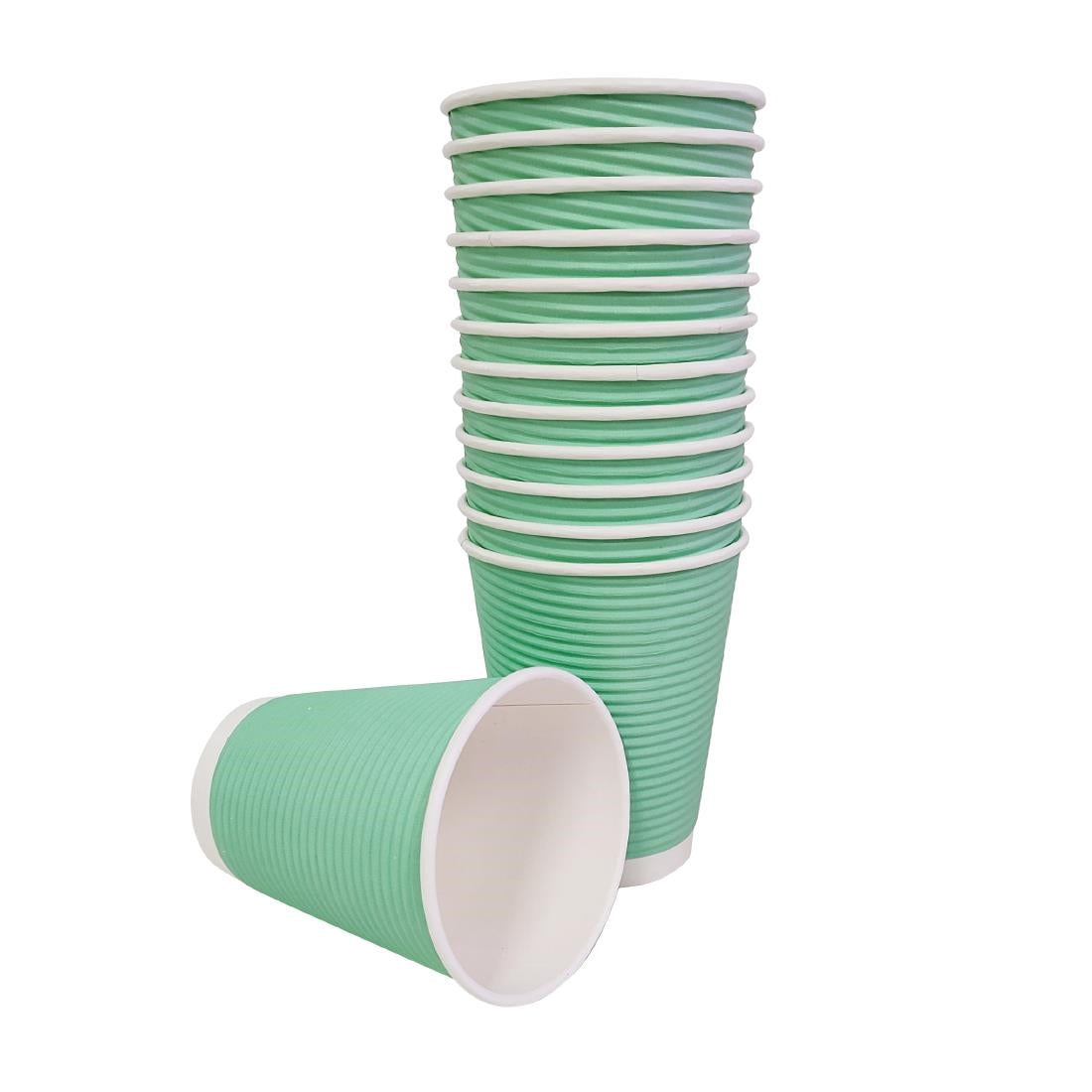Fiesta Recyclable Takeaway Coffee Cups Ripple Wall Turquoise 225ml (Pack of 500) GP421