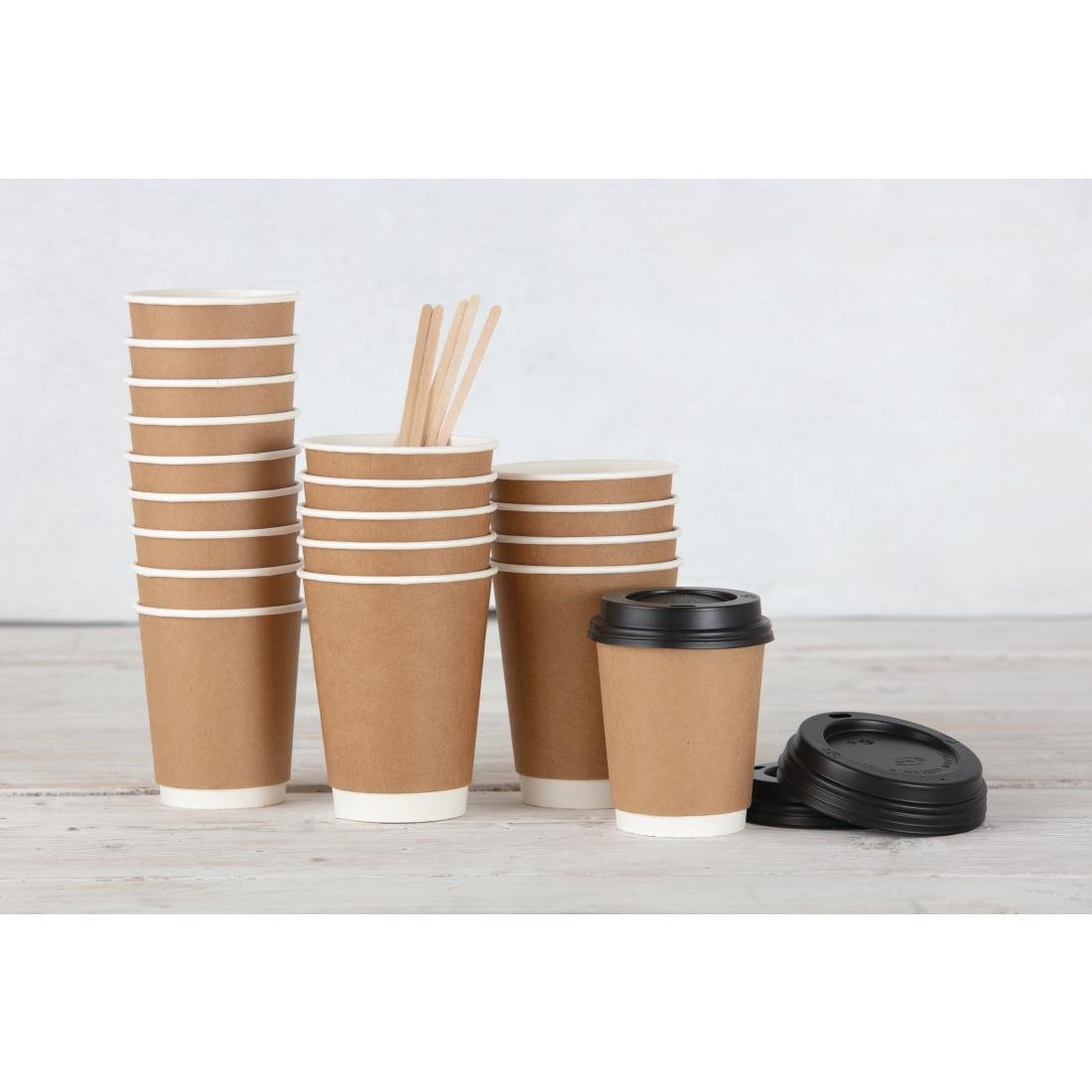 Fiesta Recyclable Coffee Cup Lids Black 225ml (Pack of 1000) CW716