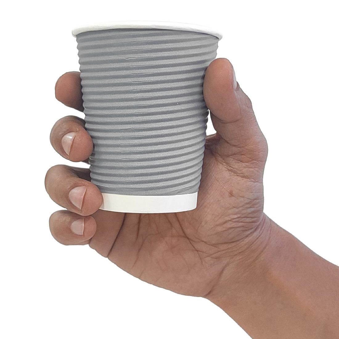 Fiesta Recyclable Takeaway Coffee Cups Ripple Wall Charcoal 225ml (Pack of 25) GP430