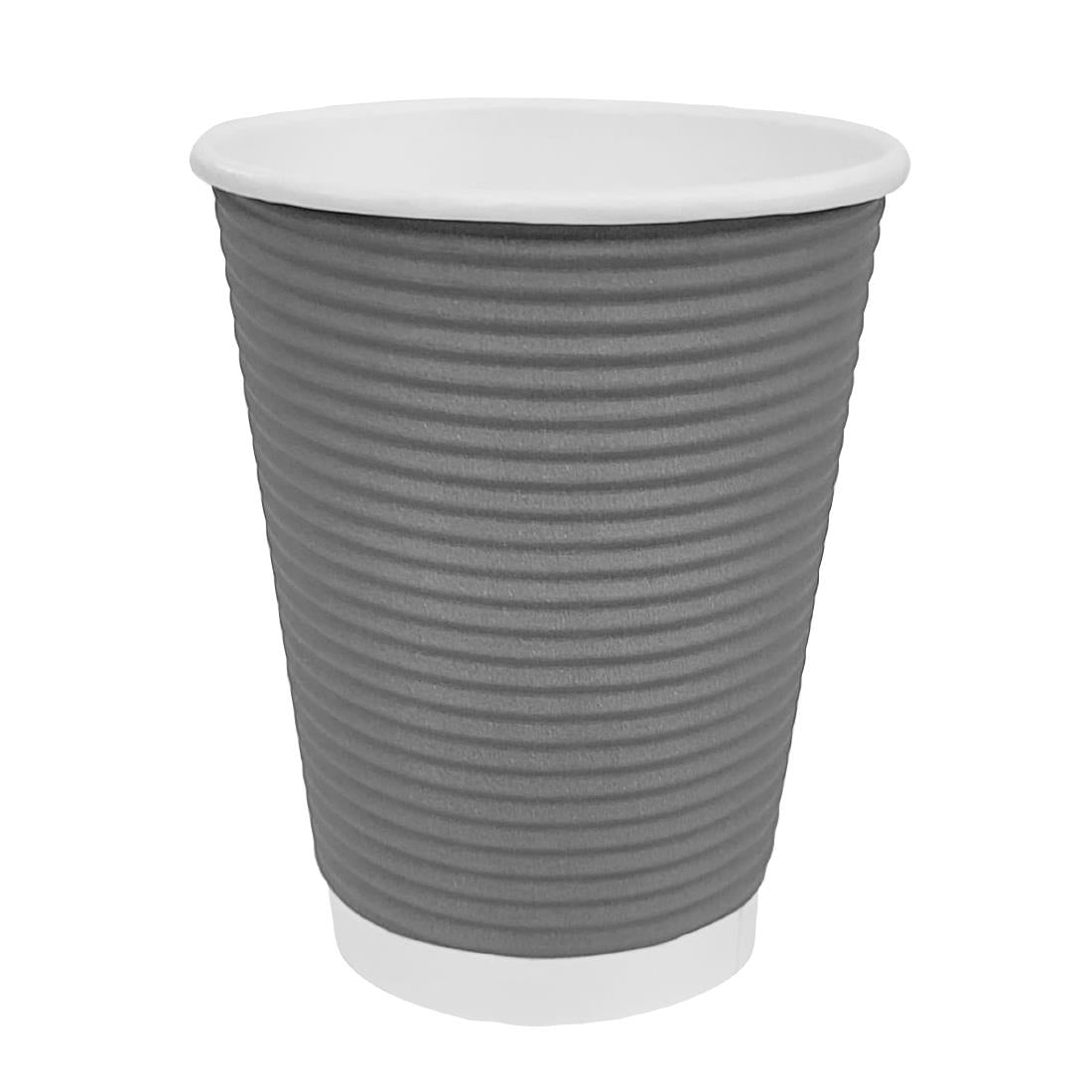 Fiesta Recyclable Takeaway Coffee Cups Ripple Wall Charcoal 225ml (Pack of 500) GP433