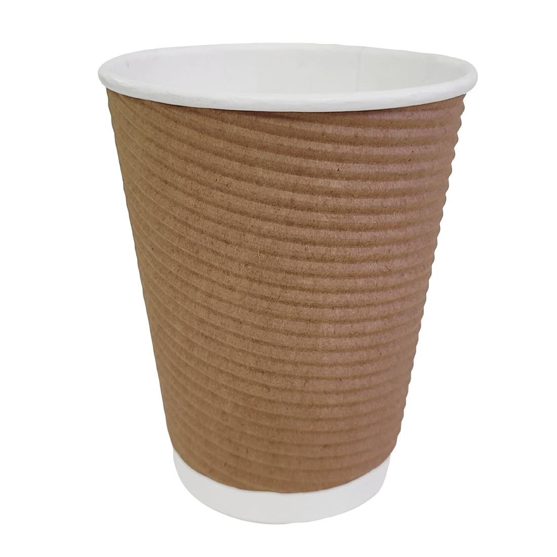 Fiesta Recyclable Takeaway Coffee Cups Ripple Wall Kraft 340ml (Pack of 500) GP444