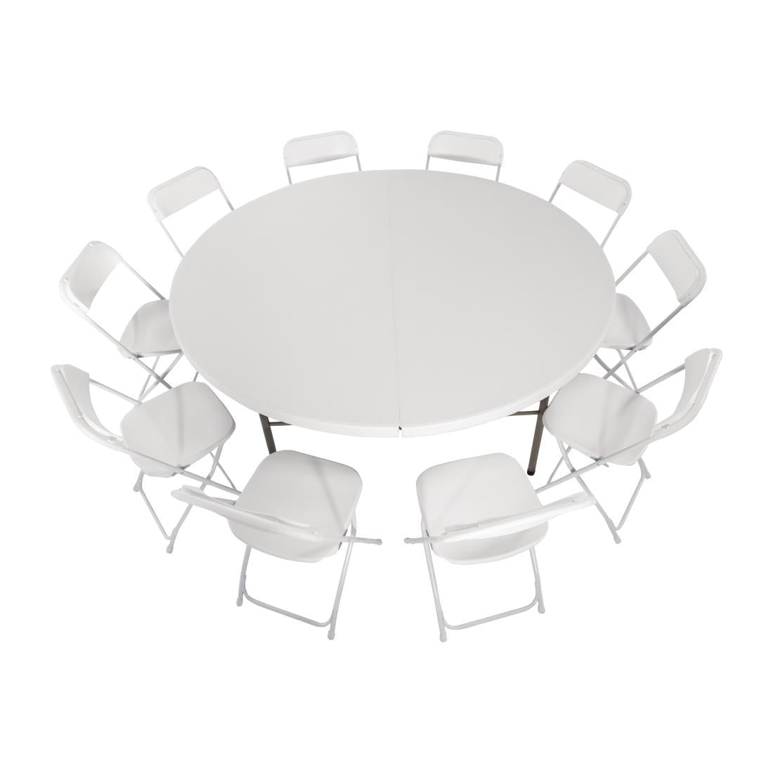 Bolero Round Centre Folding Table 6ft White HC270