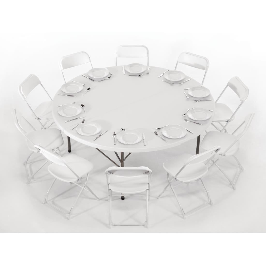 Bolero Round Centre Folding Table 6ft White HC270