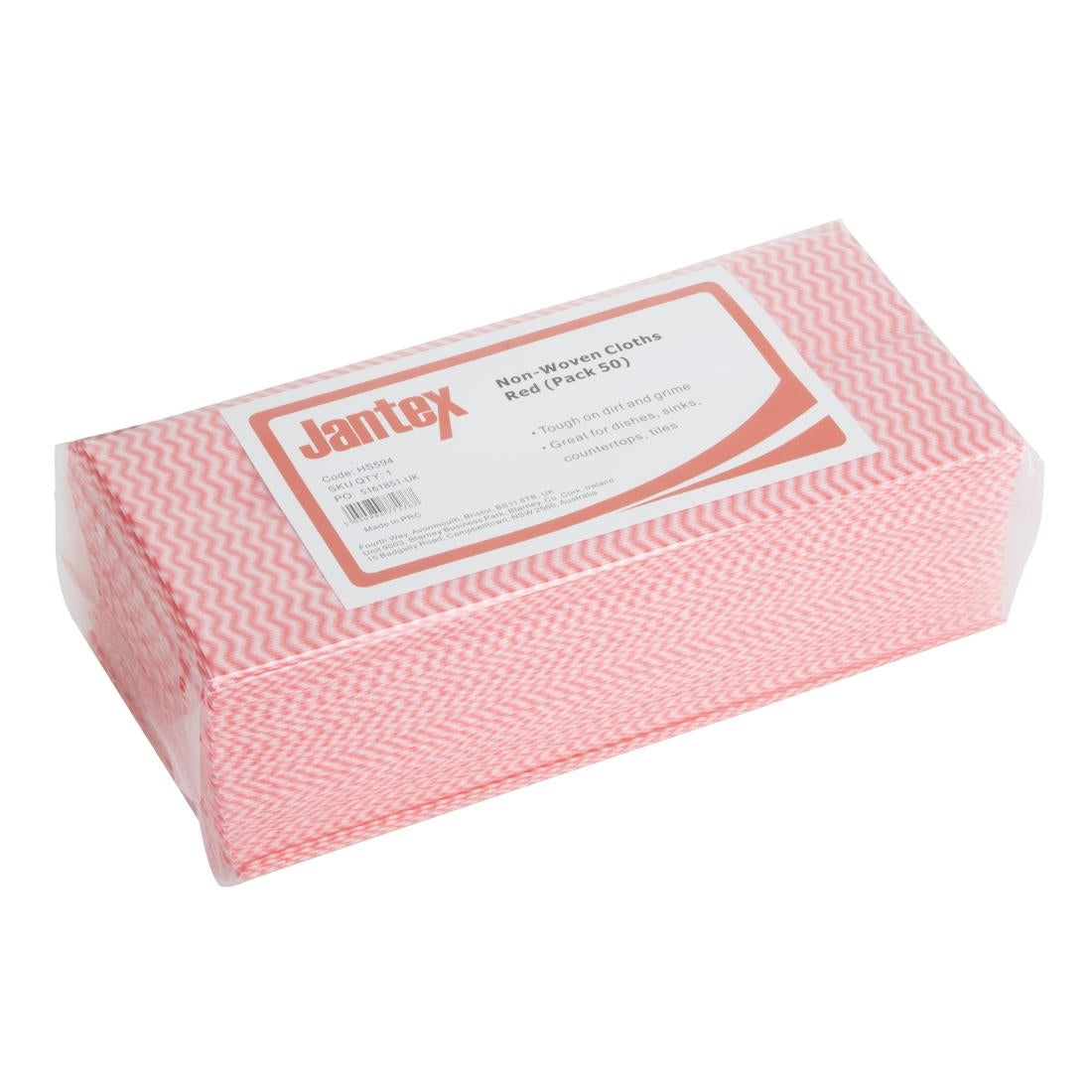 Jantex Non-Woven Cloths Red (50 Pack) HS594
