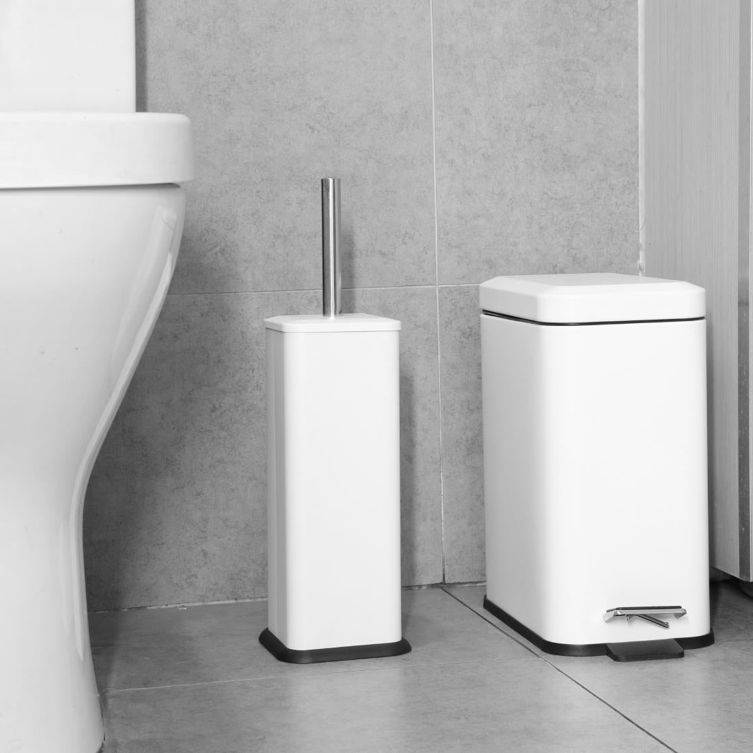 Jantex Square Toilet Brush and Holder - White HT477