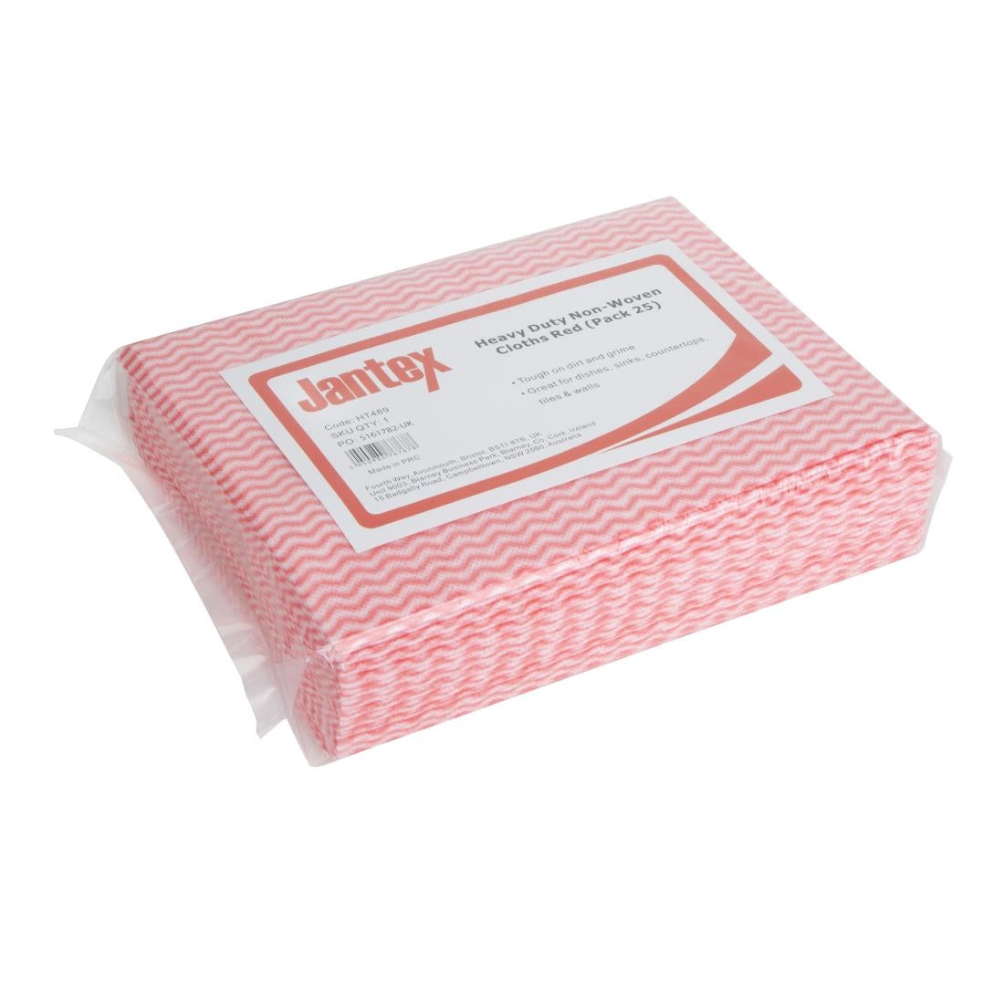 Jantex Heavy Duty Non-Woven Cloths Red (Pack of 25) HT489
