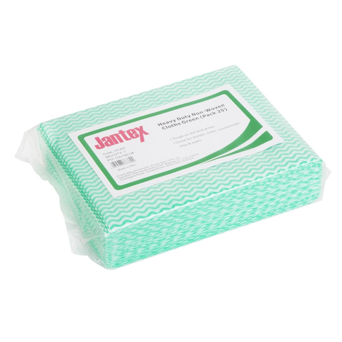 Jantex Heavy Duty Non-Woven Cloths Green (Pack of 25) HT491