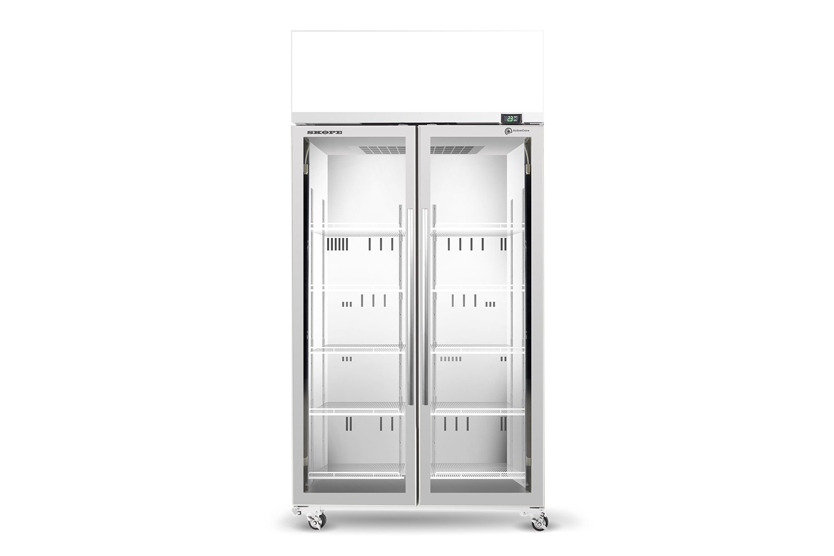 Skope Skope TME1000N-AC 2 Glass Door Display or Storage Fridge Lit Sign 896L - Black - TME1000N-AC
