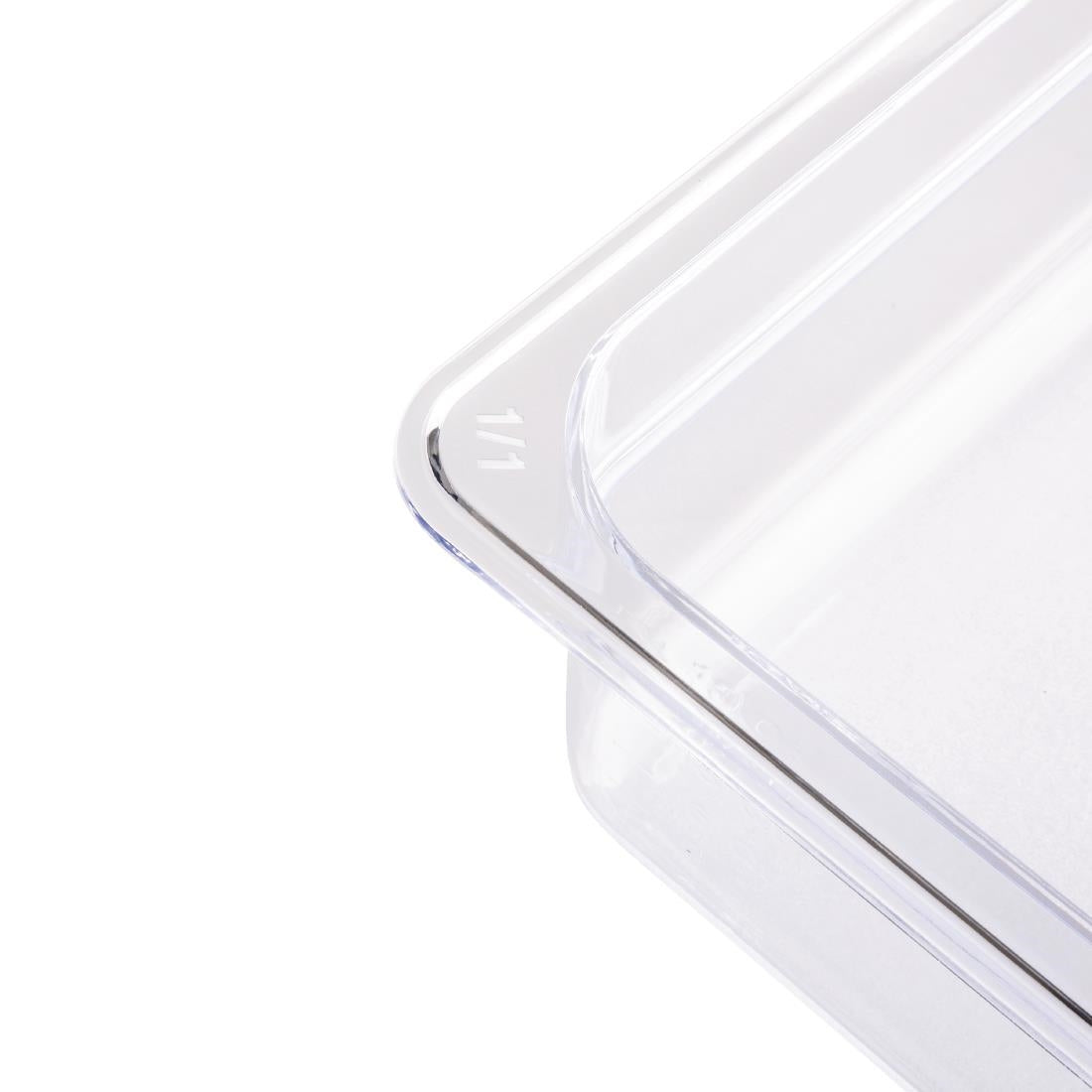 Vogue Clear Polycarbonate 1/1 Gastronorm Tray 100mm U225