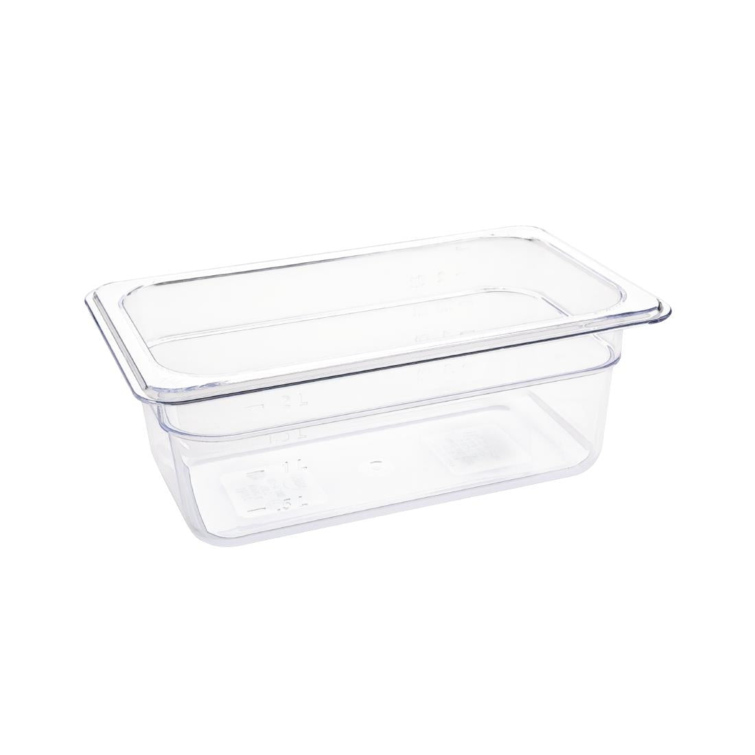Vogue Clear Polycarbonate 1/4 Gastronorm Tray 100mm U237