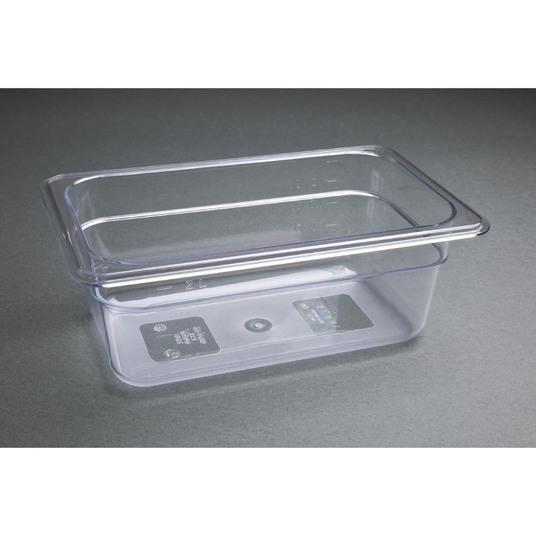 Vogue Clear Polycarbonate 1/4 Gastronorm Tray 100mm U237