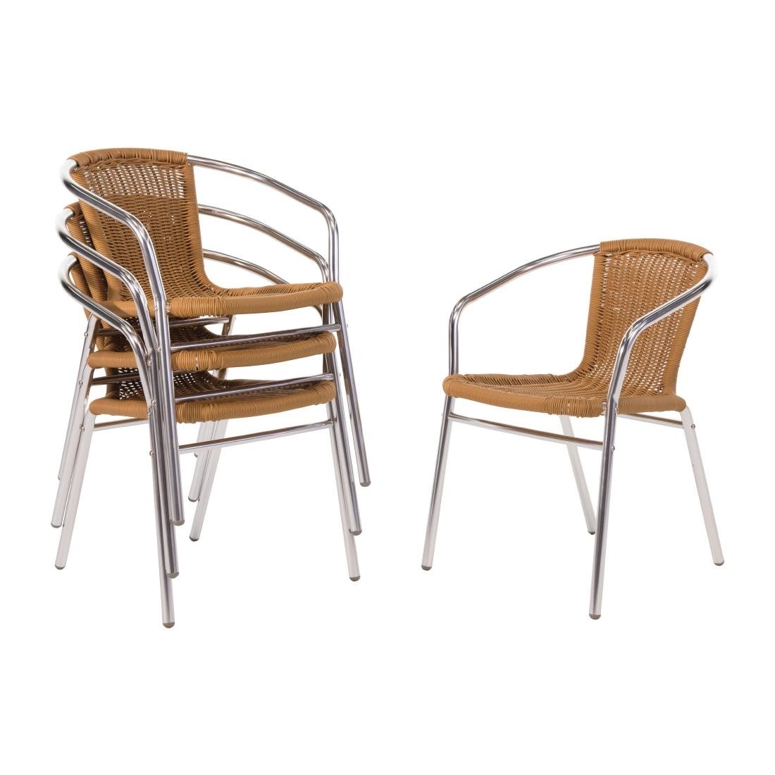 Bolero Natural Wicker Chair with Aluminium Frame (Pack 4) U422