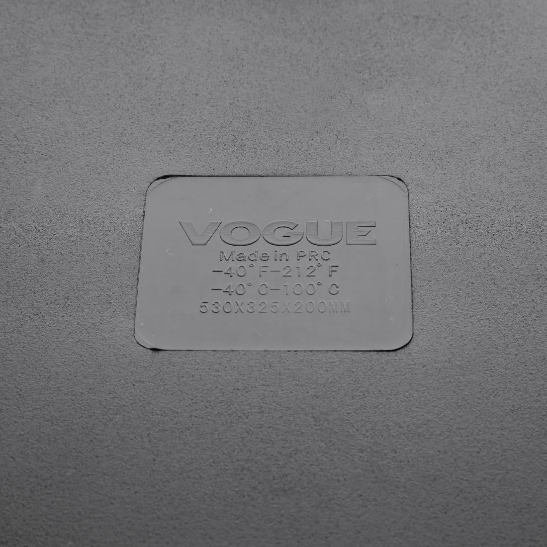 Vogue Black Polycarbonate 1/1 Gastronorm Tray 200mm U457