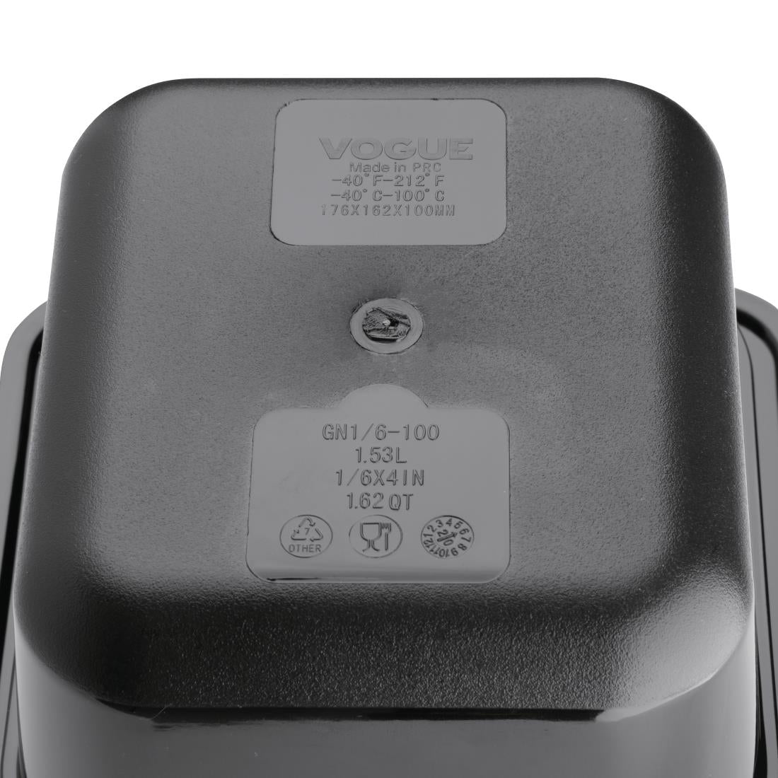 Vogue Black Polycarbonate 1/6 Gastronorm Tray 100mm U470