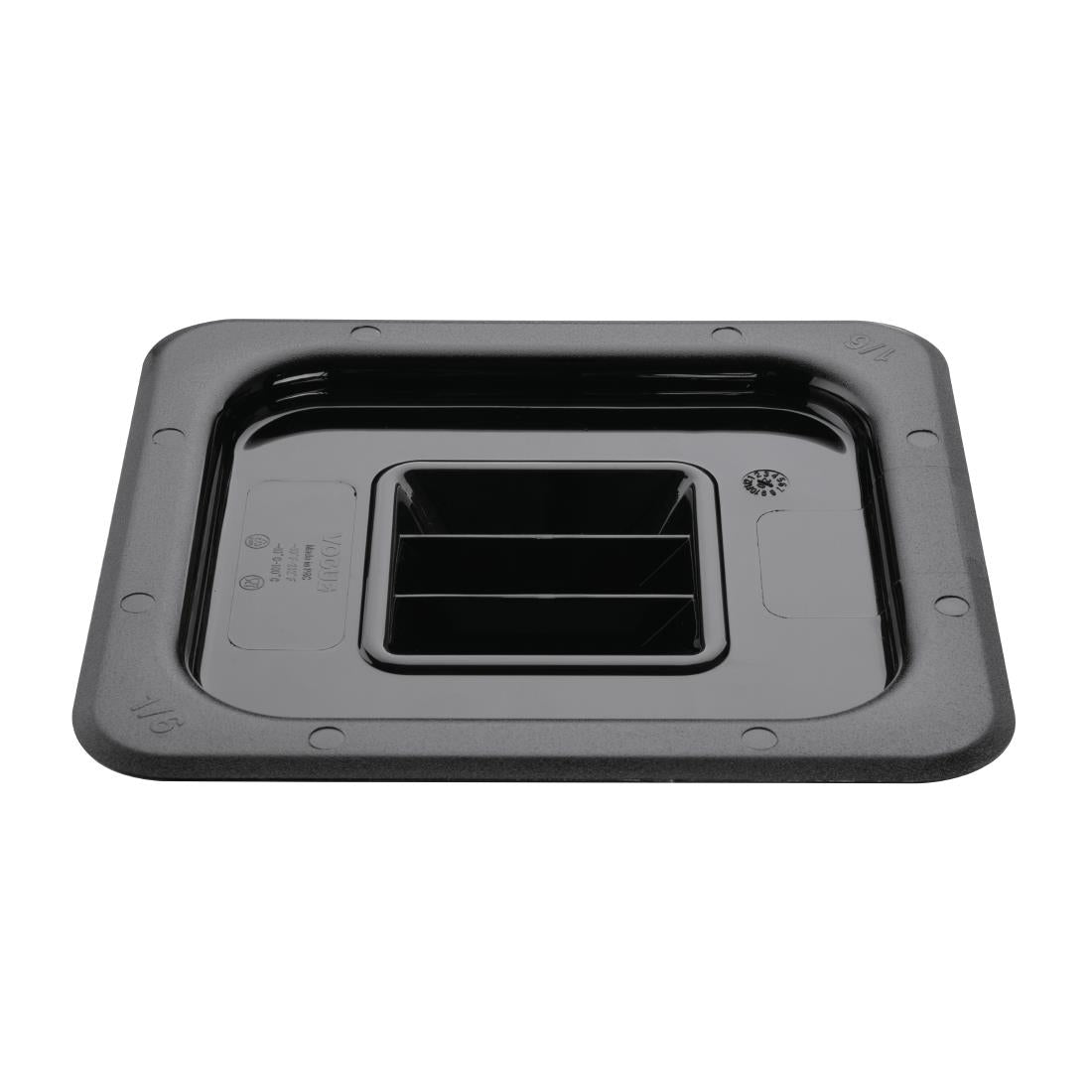 Vogue Black Polycarbonate 1/6 Gastronorm Container Lid U478