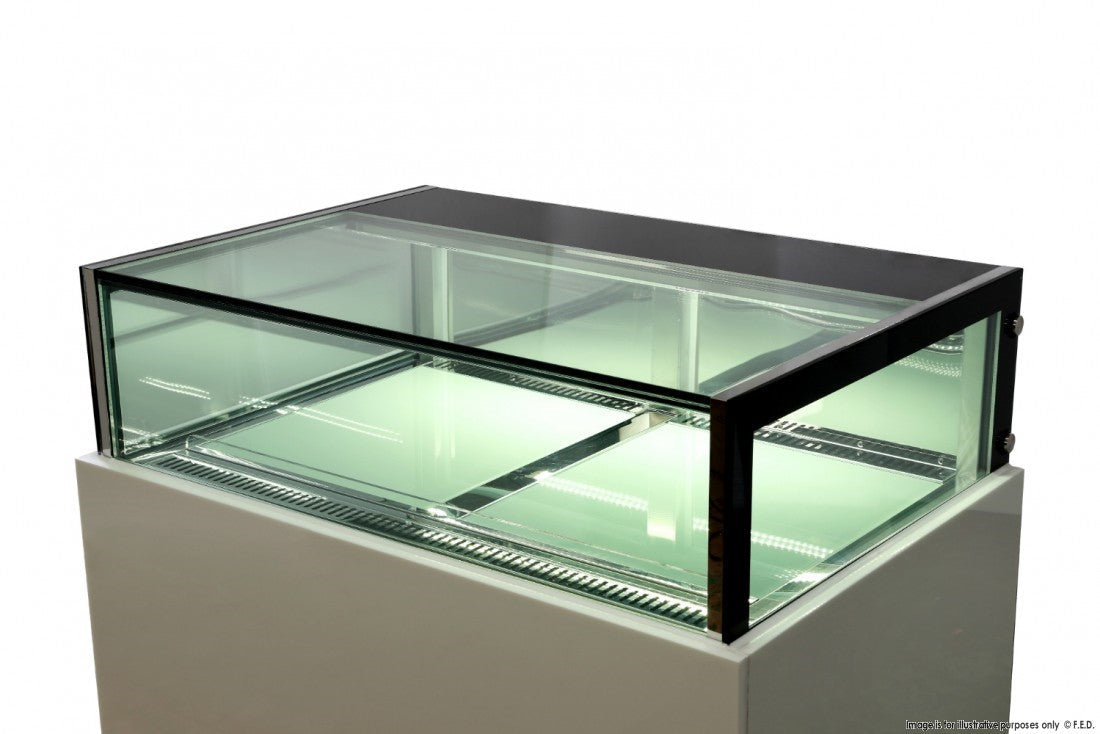 White marble chocolate display with storage 1200x800x1100mm - DS1200V