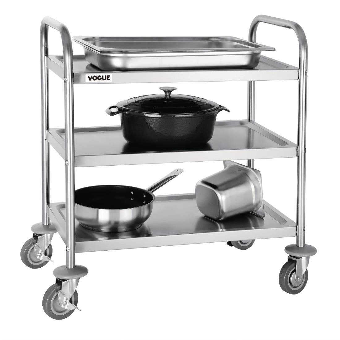 Vogue Stainless Steel 3 Tier Clearing Trolley Small F993