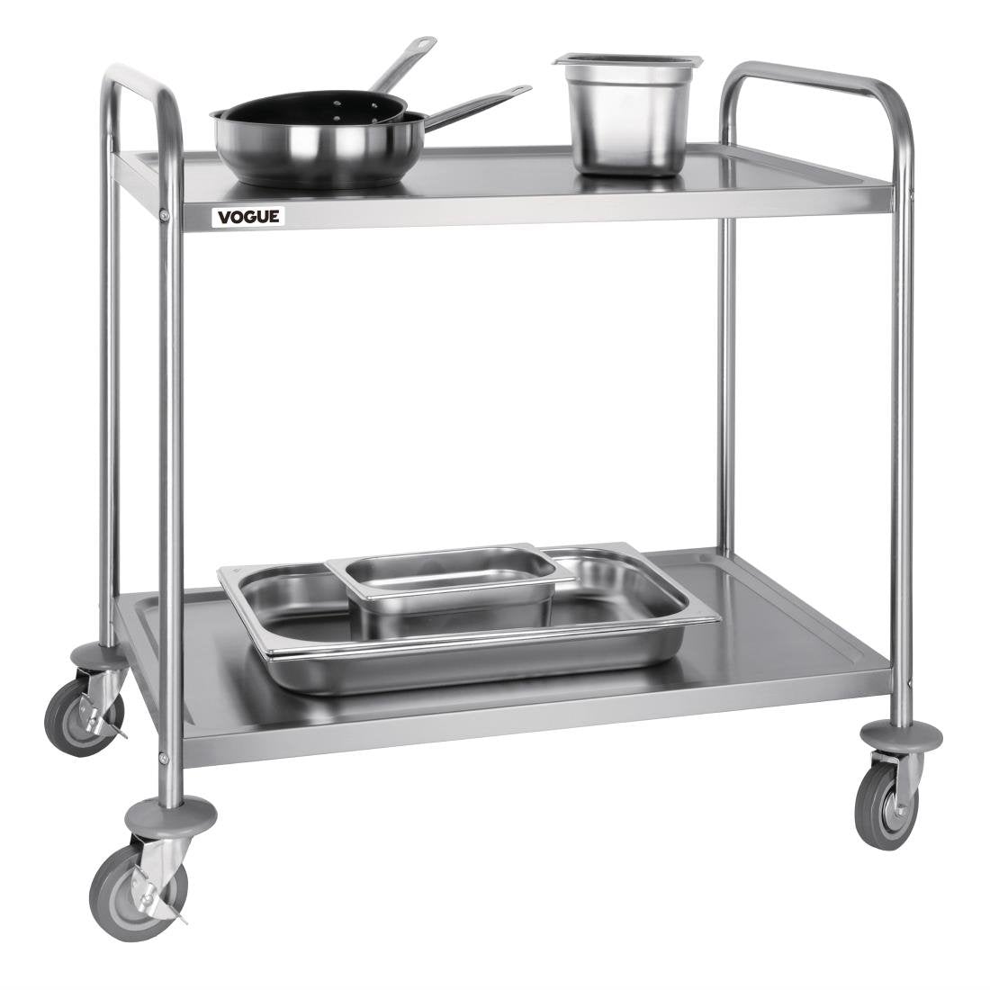 Vogue Stainless Steel 2 Tier Clearing Trolley Large F998
