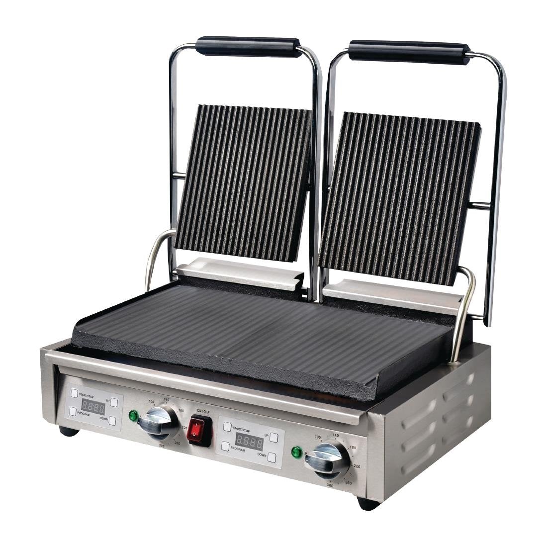 Apuro Double Contact Grill Ribbed Top Plates with Timer FC385-A