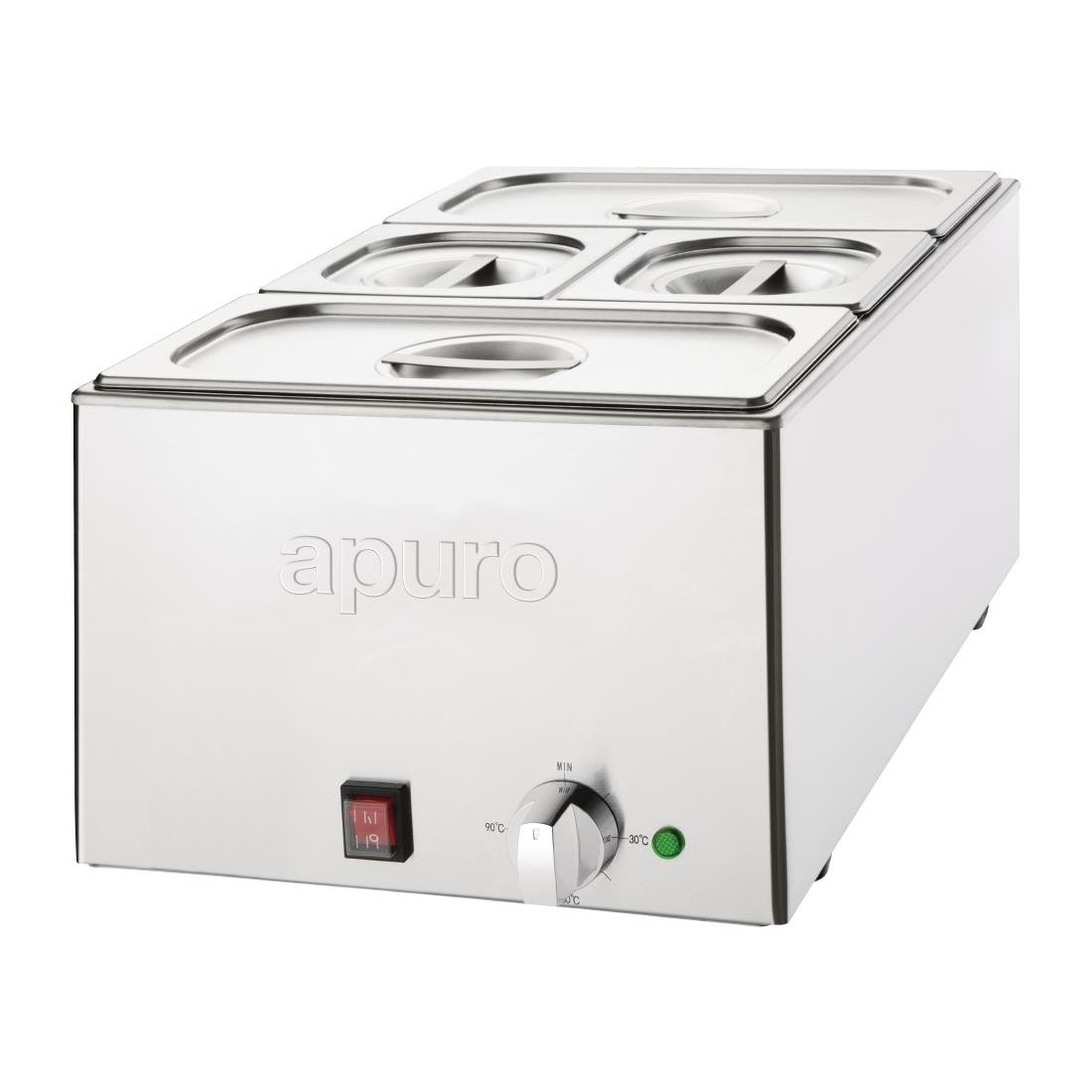 Apuro Bain-Marie with Pans 2x1/3 & 2x1/6 Pans 150mm Deep Inc Lids FT691-A