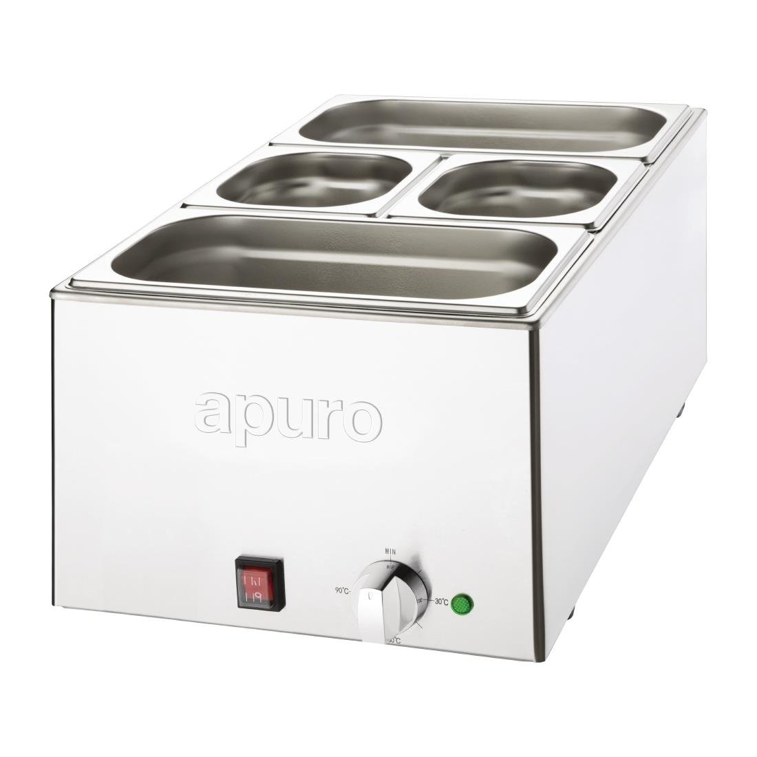 Apuro Bain-Marie with Pans 2x1/3 & 2x1/6 Pans 150mm Deep Inc Lids FT691-A