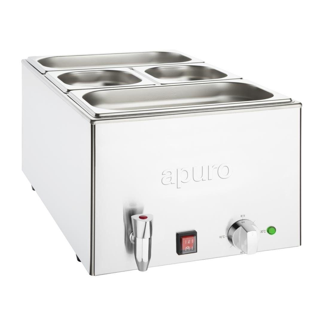 Apuro Bain-Marie with Tap & Pans 2x GN 1/3 2x GN 1/6 FT692-A
