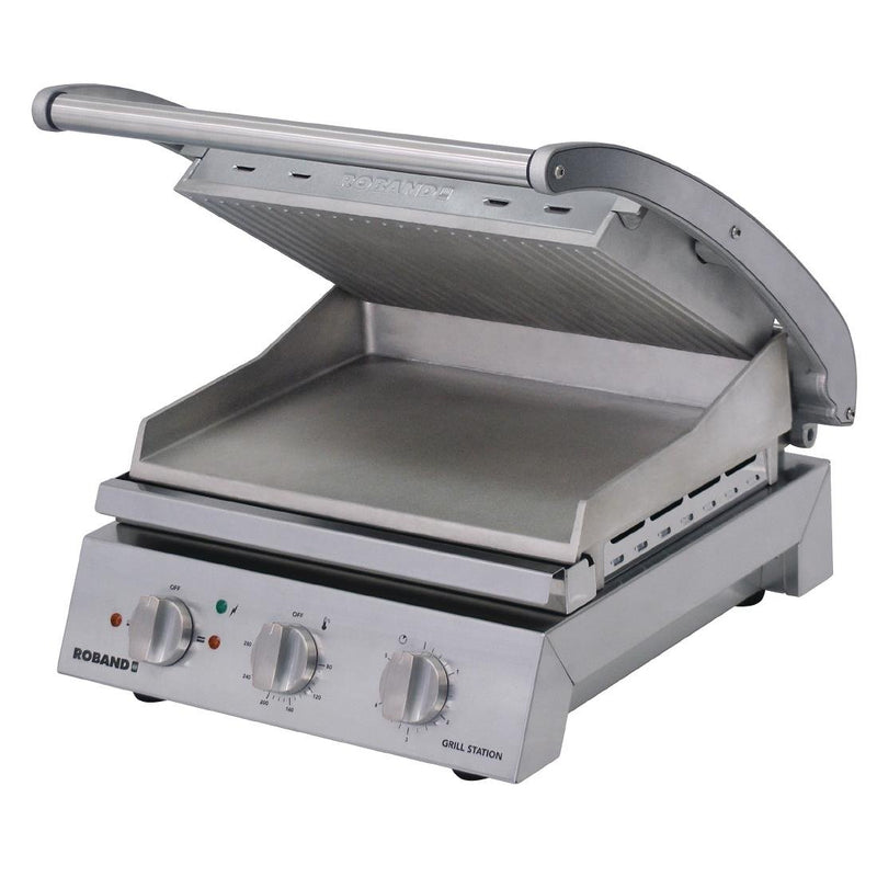 Roband Grill Station GSA610R with Ribbed Top Plate and Smooth Bottom Plate 6 Slice Capacity