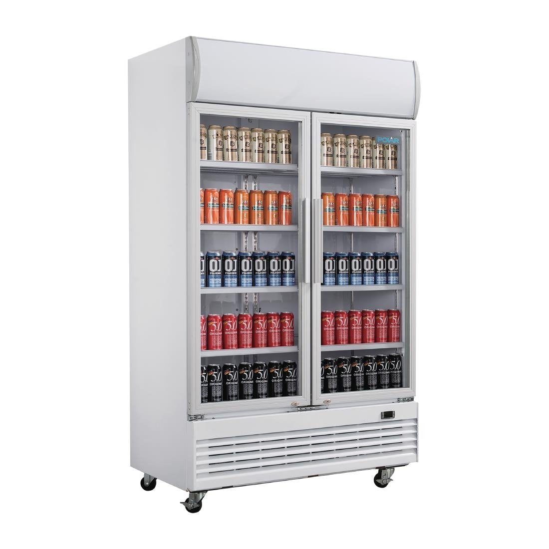 Polar G-Series Hinged Door Upright Display Cooler with Light Box 950Ltr GE580-A