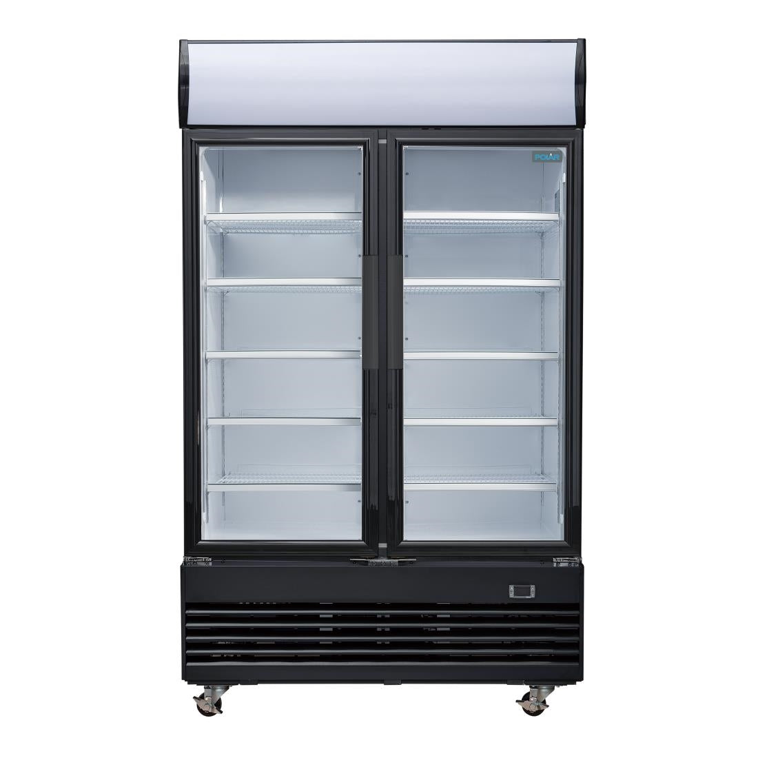 Polar G-Series Upright Hinged Door Display Cooler with Light Box 950Ltr Black GM813-A