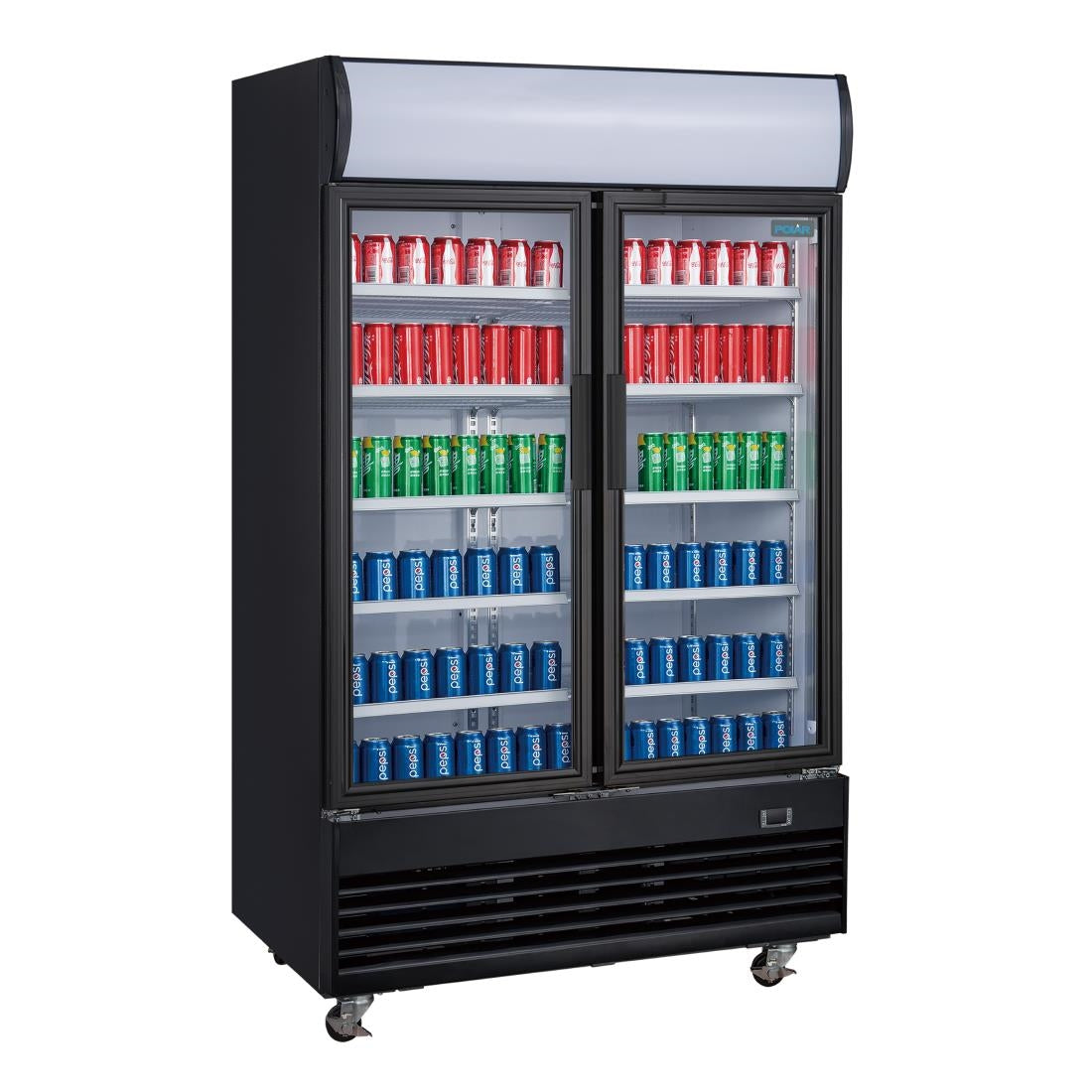 Polar G-Series Upright Hinged Door Display Cooler with Light Box 950Ltr Black GM813-A