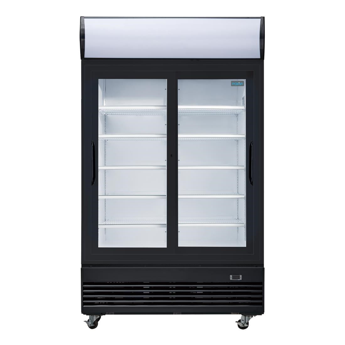 Polar G-Series Upright Sliding Door Display Cooler with Light Box 950Ltr Black GM814-A